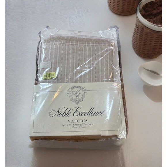 Noble Excellence Other - Noble Excellence Victoria Tablecloth 60” X 84” Oblong Brown beige 100% Cotton